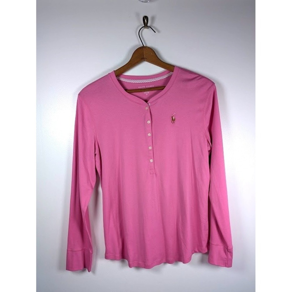 Ralph Lauren Henley Top Women's  XL Embroidered Pony Minimalist Preppy Heritage